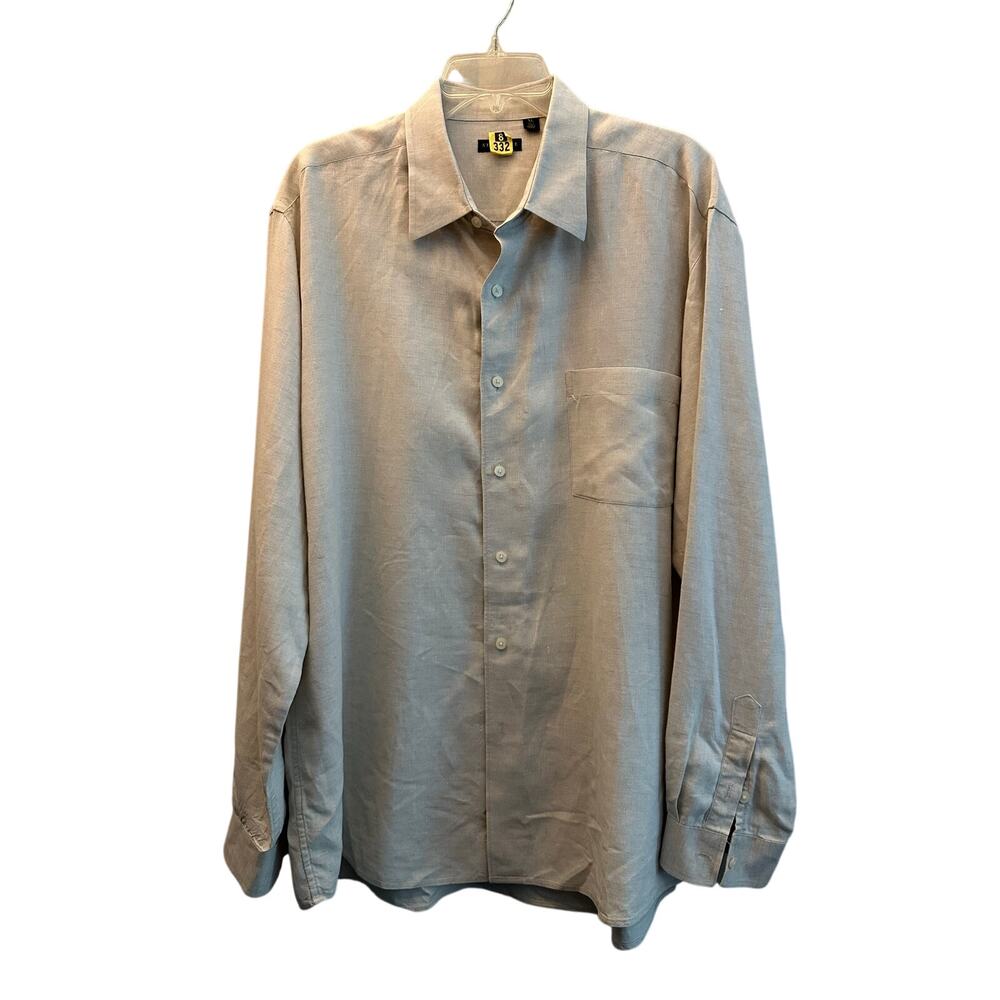 Structure 100% Linen Mens Button Up Shirt Beige Tan Oatmeal Color Size XL